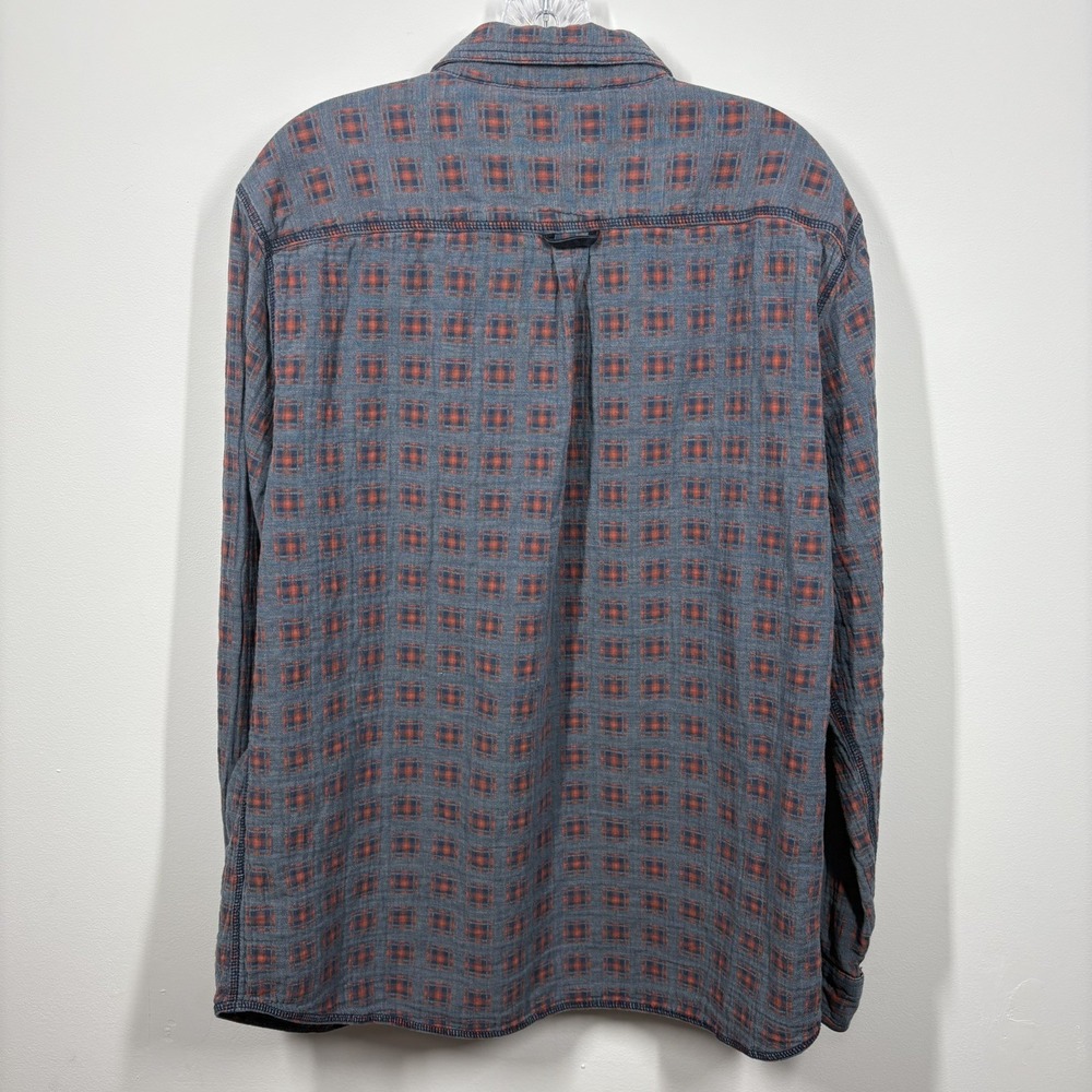 Carbon2Cobalt Men Long Sleeve Camp Shirt Size LT Blue Red Square Outdoors Casual - Picture 3 of 9